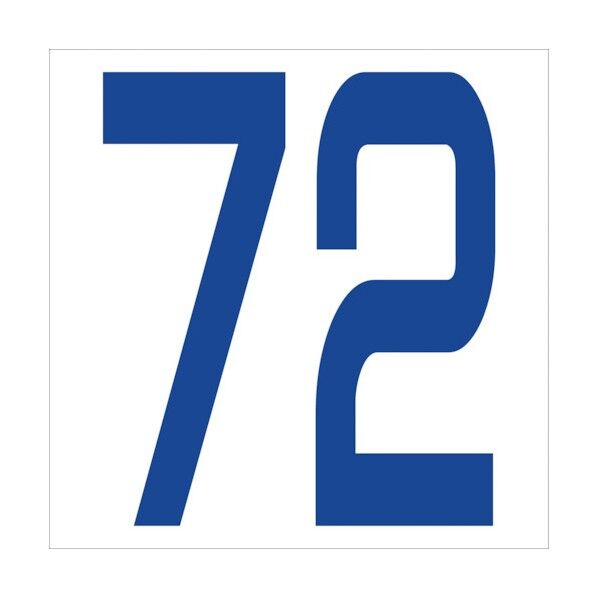 カッティングステッカー 数字72 文字高100mm 青 6300005963 1点