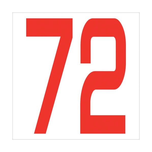 カッティングステッカー 数字72 文字高100mm 赤 6300005873 1点