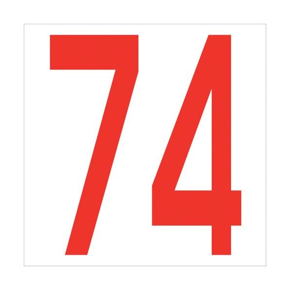 カッティングステッカー 数字74 文字高100mm 赤 6300005875 1点
