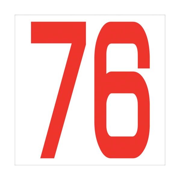 カッティングステッカー 数字76 文字高100mm 赤 6300005877 1点