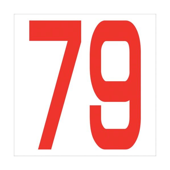 カッティングステッカー 数字79 文字高100mm 赤 6300005880 1点