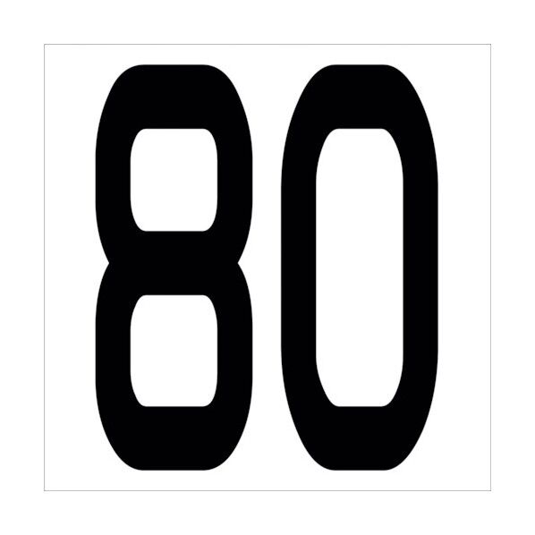 カッティングステッカー 数字80 文字高100mm 黒 6300005701 1点