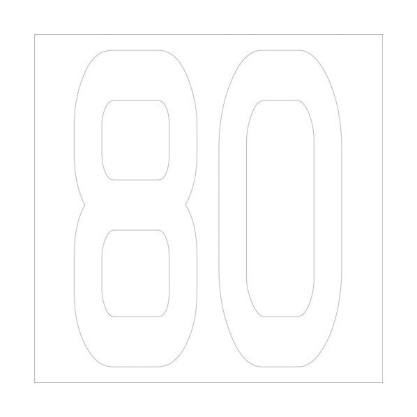 カッティングステッカー 数字80 文字高100mm 白 6300005791 1点