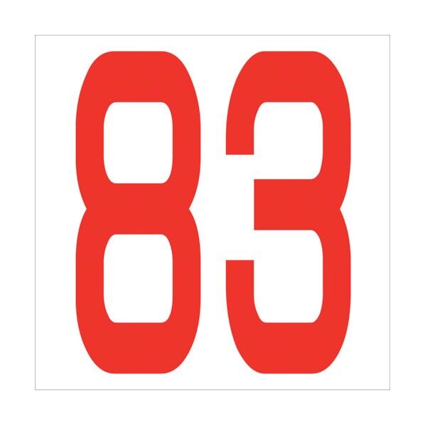 カッティングステッカー 数字83 文字高100mm 赤 6300005884 1点