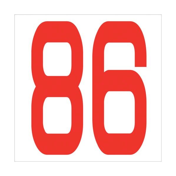 カッティングステッカー 数字86 文字高100mm 赤 6300005887 1点
