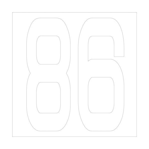 カッティングステッカー 数字86 文字高100mm 白 6300005797 1点