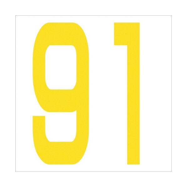 カッティングステッカー 数字91 文字高100mm 黄 6300006072 1点