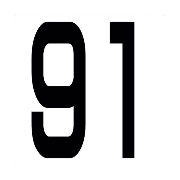カッティングステッカー 数字91 文字高100mm 黒 6300005712 1点