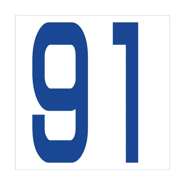 カッティングステッカー 数字91 文字高100mm 青 6300005982 1点