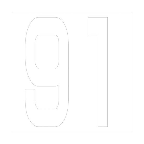 カッティングステッカー 数字91 文字高100mm 白 6300005802 1点