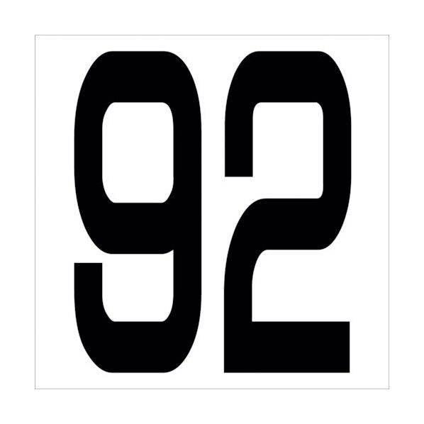 カッティングステッカー 数字92 文字高100mm 黒 6300005713 1点