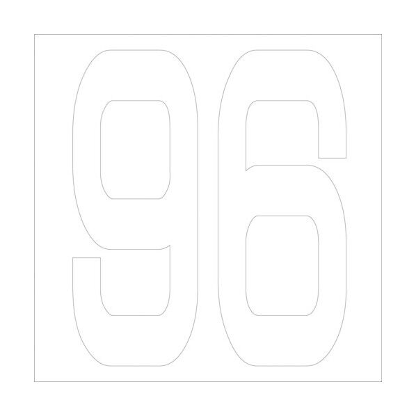 カッティングステッカー 数字96 文字高100mm 白 6300005807 1点
