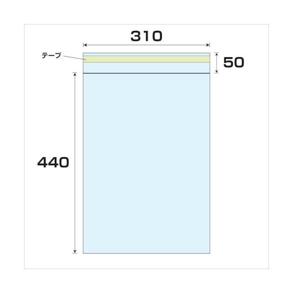 OPP テープ付袋 厚み0.03 幅310x長さ440mm 6300008033 500枚