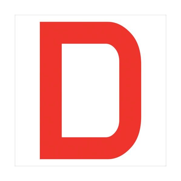 カッティングステッカー 英字D 文字高100mm 赤 6300008247 1点