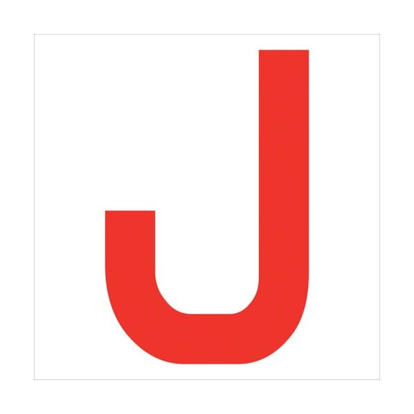 カッティングステッカー 英字J 文字高100mm 赤 6300008253 1点