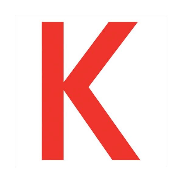 カッティングステッカー 英字K 文字高100mm 赤 6300008254 1点
