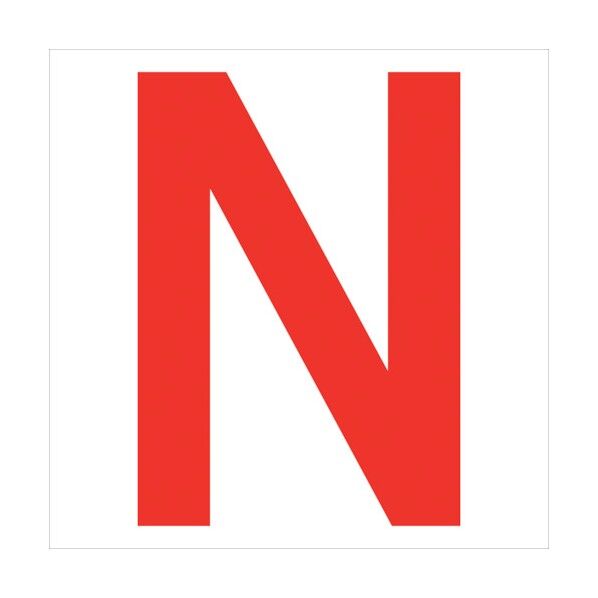 カッティングステッカー 英字N 文字高100mm 赤 6300008257 1点