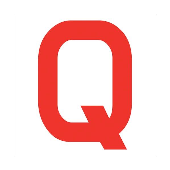 カッティングステッカー 英字Q 文字高100mm 赤 6300008260 1点