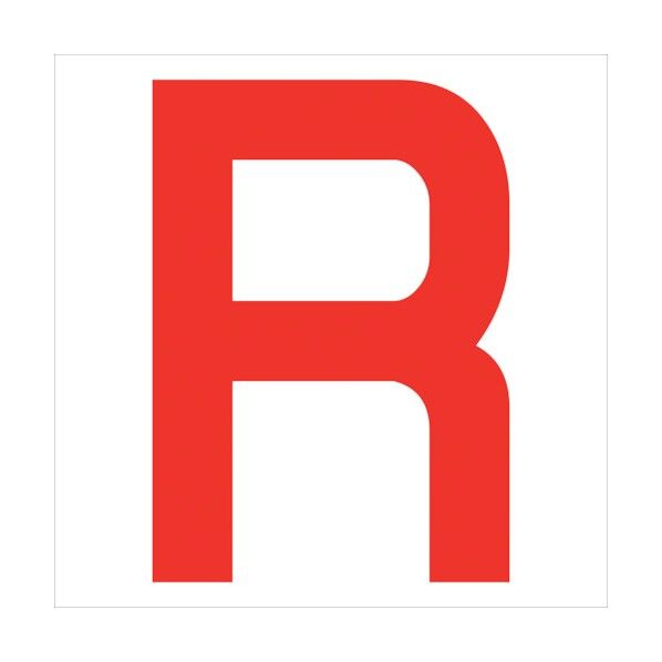 カッティングステッカー 英字R 文字高100mm 赤 6300008261 1点