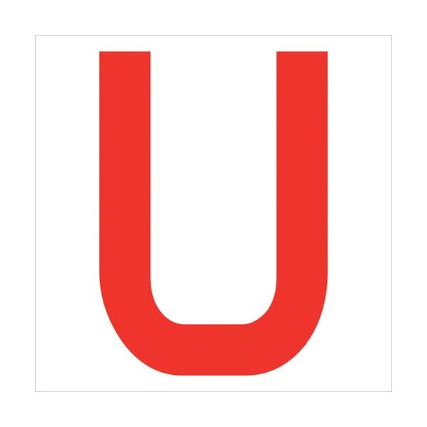 カッティングステッカー 英字U 文字高100mm 赤 6300008264 1点