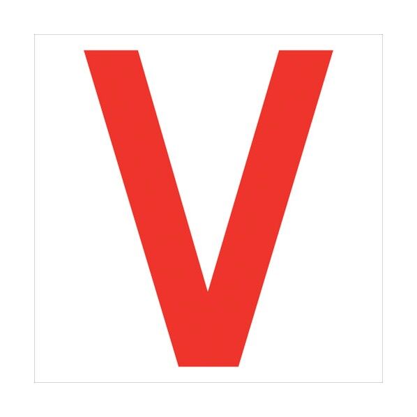 カッティングステッカー 英字V 文字高100mm 赤 6300008265 1点