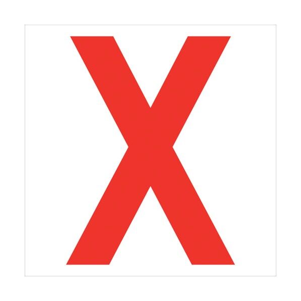カッティングステッカー 英字X 文字高100mm 赤 6300008267 1点
