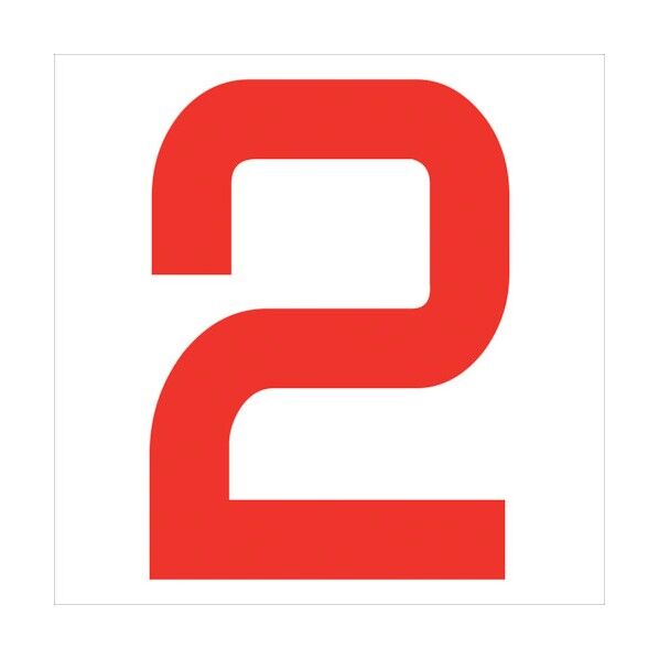 カッティングステッカー 数字2 文字高100mm 赤 6300008236 1点