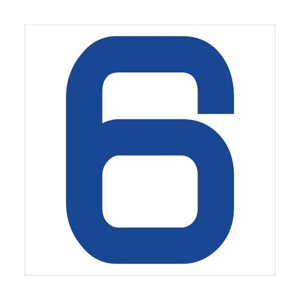 カッティングステッカー 数字6 文字高100mm 青 6300008276 1点