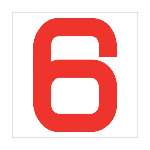 カッティングステッカー 数字6 文字高100mm 赤 6300008240 1点