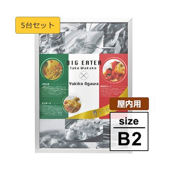 【5台セット】 スナップフレーム 屋内用 シルバー B2 角型 6300037391 5台