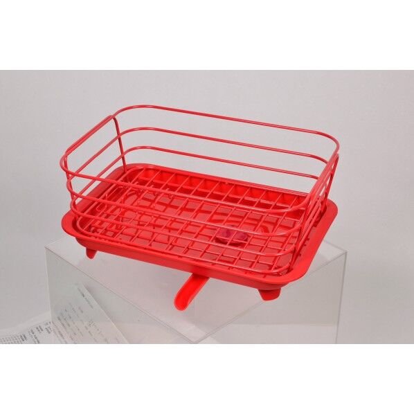 Style+2 水切りバスケット レッド 幅35×奥行25×高さ14.5cm LC-721 1個