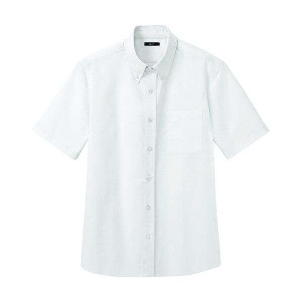 メンズ半袖オックスボタンダウンシャツ 001ホワイト L 7872 1