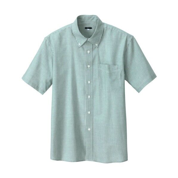 メンズ半袖オックスボタンダウンシャツ 104グレーストライプ LL 7872 1