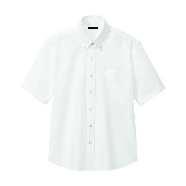 レディース半袖オックスボタンダウンシャツ 001ホワイト 3L 7873 1