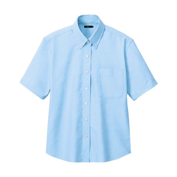 レディース半袖オックスボタンダウンシャツ 007サックス L 7873 1