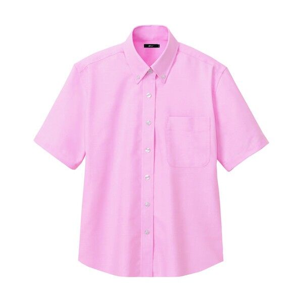 レディース半袖オックスボタンダウンシャツ 060ピンク M 7873 1