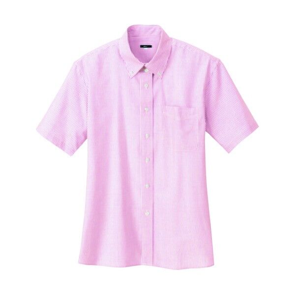 レディース半袖オックスボタンダウンシャツAZ7873-160ピンクストライプ4L 160ピンクストライプ 4L 7873 1
