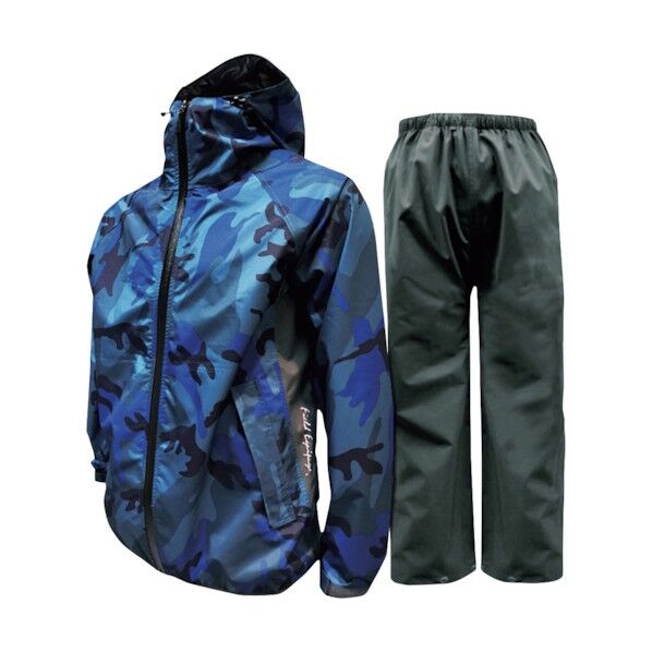 迷彩カイロスストレッチレインスーツ 迷彩ブルー 7909-CM BLUE 3L 1点