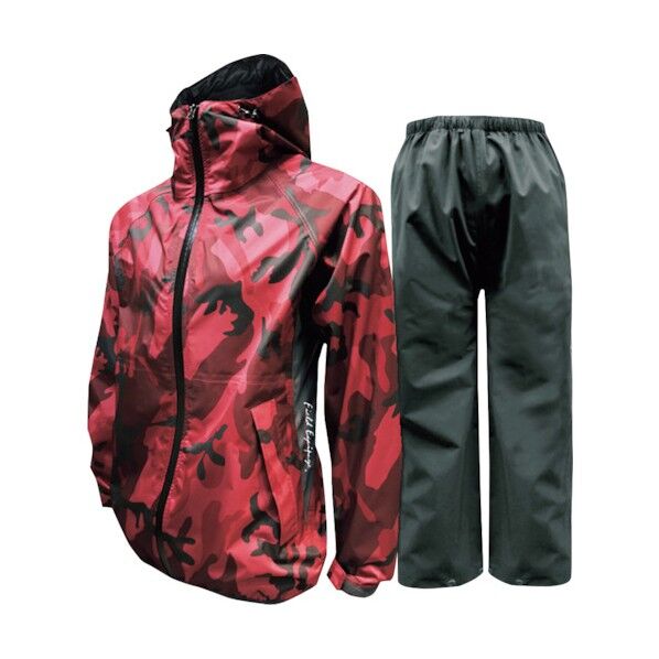 迷彩カイロスストレッチレインスーツ 迷彩レッド 7909-CM RED 3L 1点