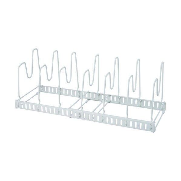 ファビエ 伸縮式 フライパン & 鍋ブタスタンド ホワイト 幅32~57×奥行19×高さ19cm 1個