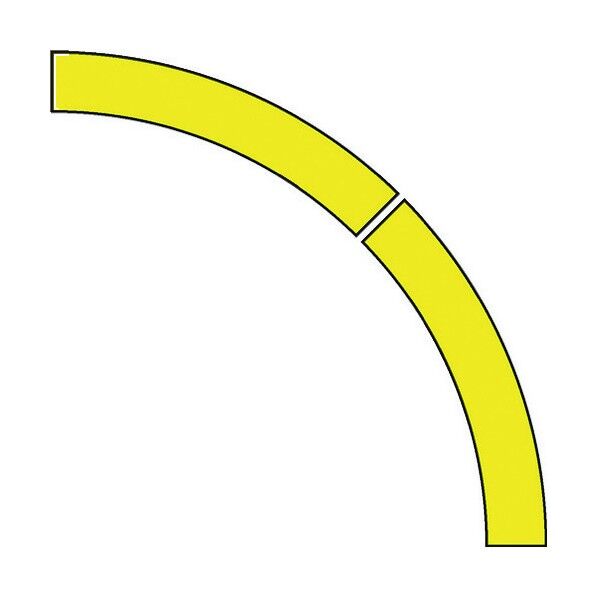 ドア開閉表示ステッカー アール型 黄・PVCステッカー・50幅 819-61 2枚