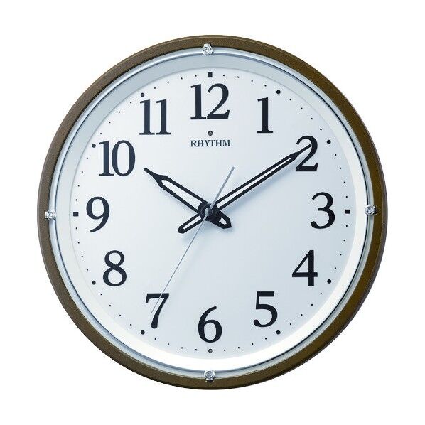 リズム 電波 壁掛け時計 暗所自動点灯機能付き 連続秒針 ブラウン φ332x51 8MY532SR06 1個