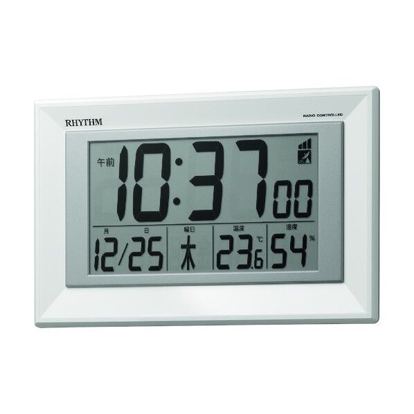 リズム 電波 壁掛け・置き時計 温湿度計付き 白 164*255*29
