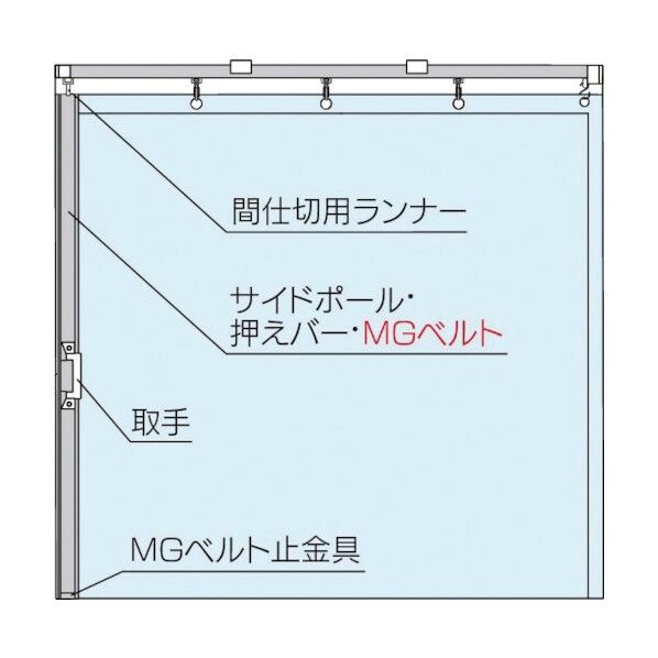 OS大型(D40) 用間仕切ポールセット 片開タイプ