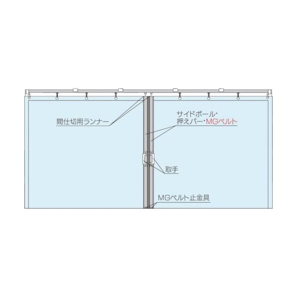 OS大型(D40) 用間仕切ポールセット 両開タイプ