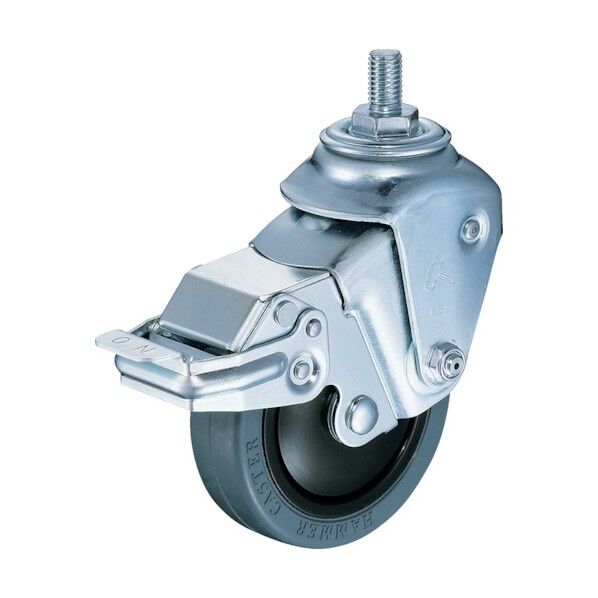 ねじ込み式クッションキャスター(ナイロンホイールゴム車) 自在ストッパー付