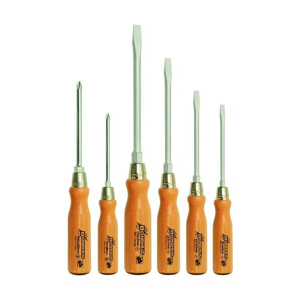 木柄貫通ドライバー 六角ボルスター付 セット 95705W 6本