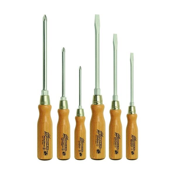 木柄貫通ドライバー 六角ボルスター付 セット 95715W 6本