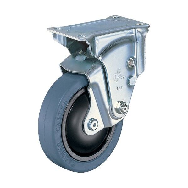 プレート式クッションキャスター(ナイロンホイールゴム車) 固定