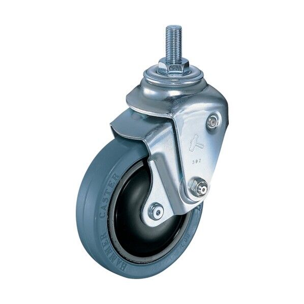 ねじ込み式クッションキャスター(ナイロンホイールゴム車) 自在(ミリねじ)